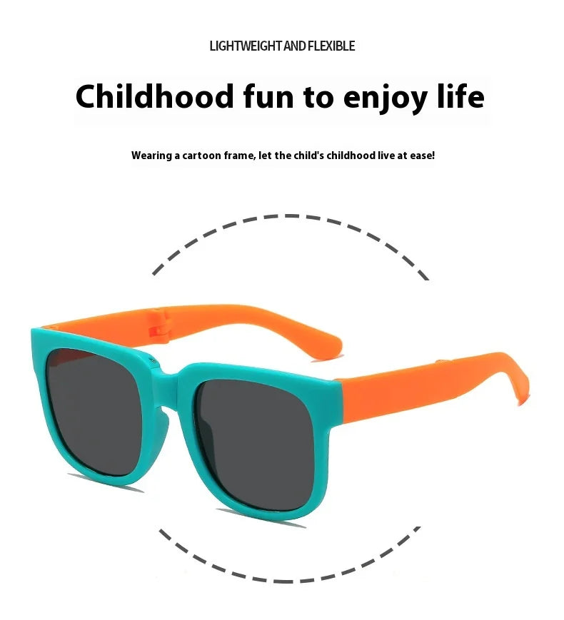 Folding Fashionable UV Resistant Baby Sunglasses New Box Art Children's Glasses Trend