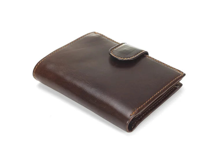 New Men Wallet Cowhide Genuine Leather Wallets Coin Purse Clutch Hasp Open Top Quality Retro Short Wallet