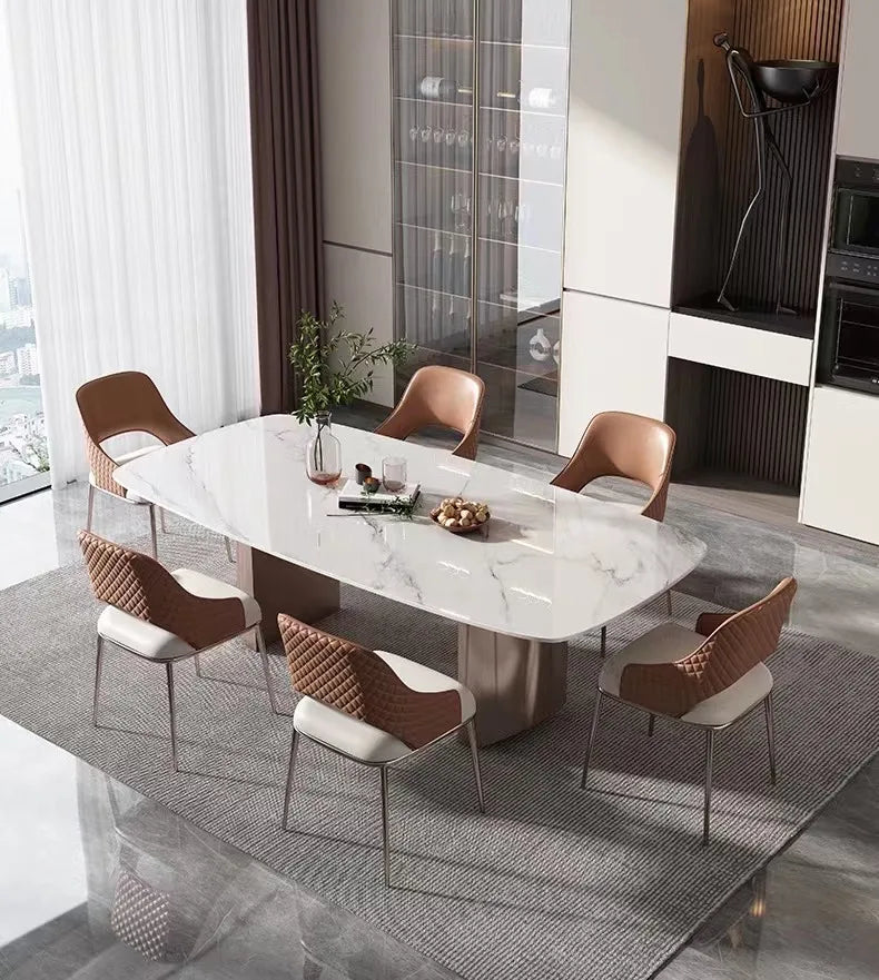 New 2024 Modern Dining Room Set Marble Metal Dining Table With 6 Chairs Tables And Chairs For Restaurant