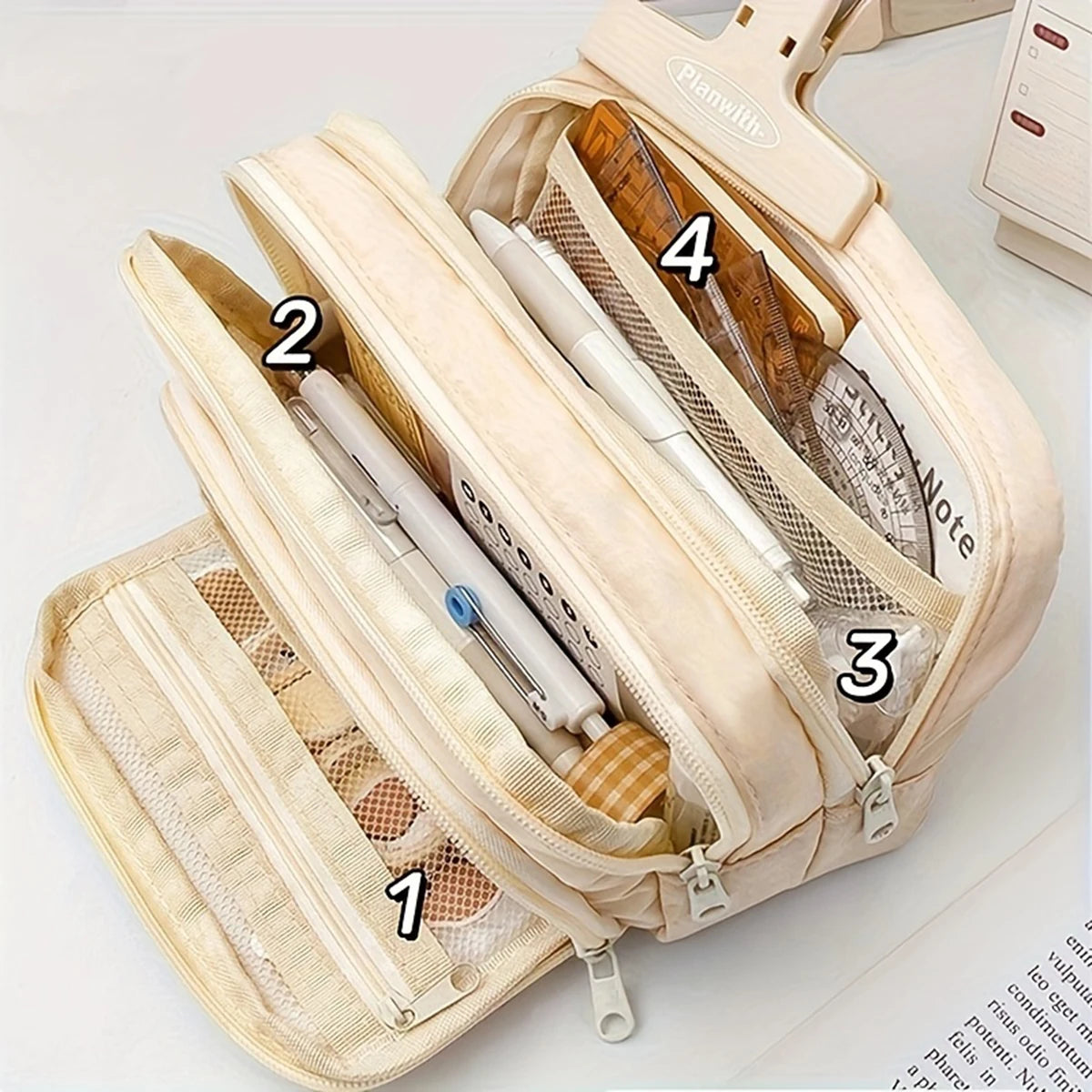 Large Capacity 3 Layers Pen Box Kawaii Pencil Cases Cute Pen Holder Pouch for Students Back to School Stationery Supplies