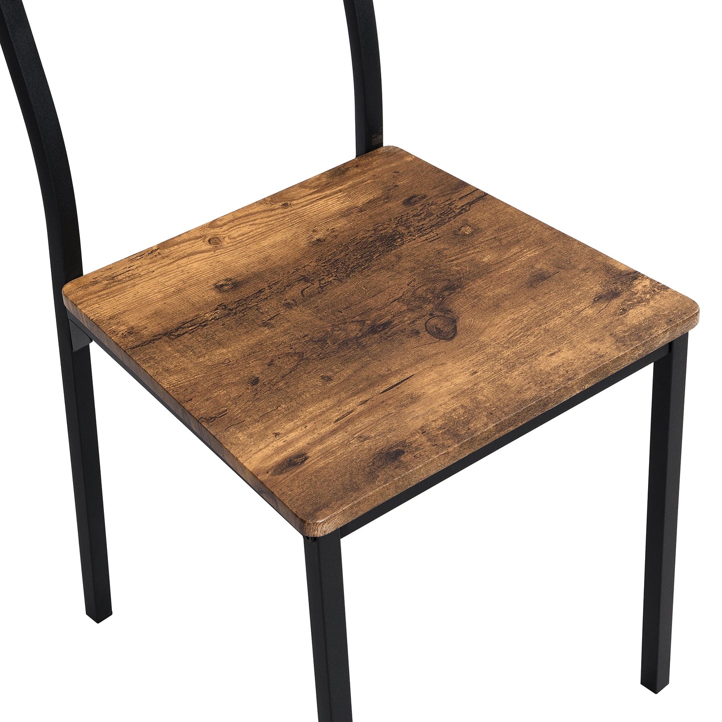 Dining table chair and bench set 6 Wood steel frame industrial style kitchen dining table set