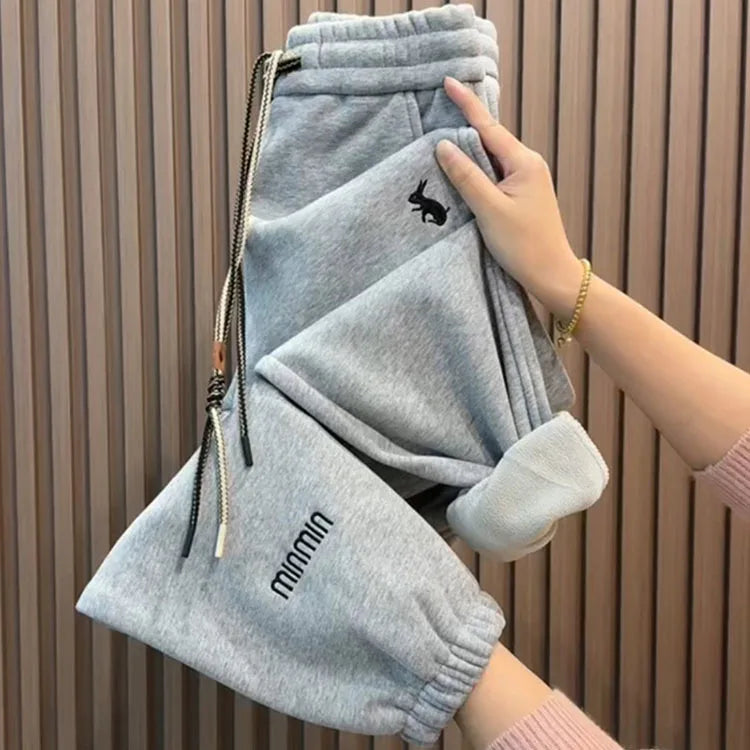 Add Velvet Thick Keep Warm Women's Pants Trousers Sweatpants Autumn Winter Korean Loose Casual High-Waisted Harem Pants Female