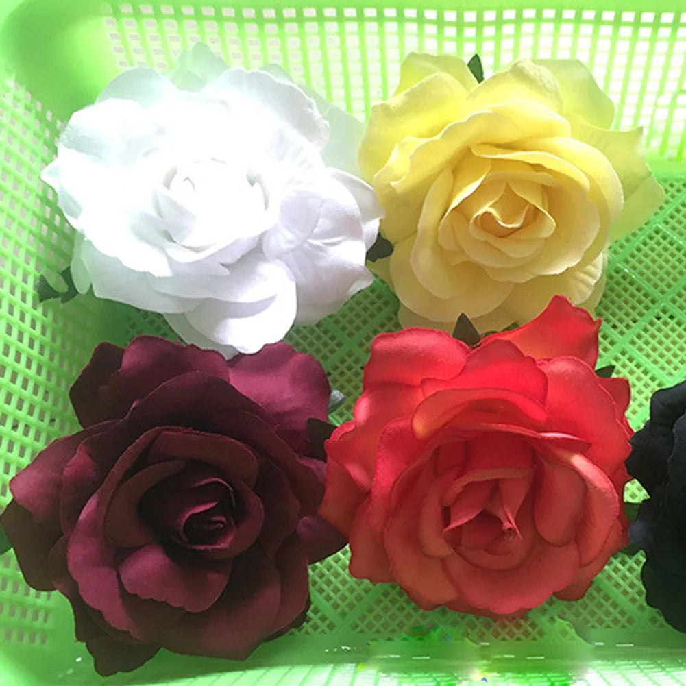 Flamenco Flowers For Hair DIY Headdress For Bridal Flocking Cloth Red Rose Flower Hairpin Hair Clip Party Hair Accessories