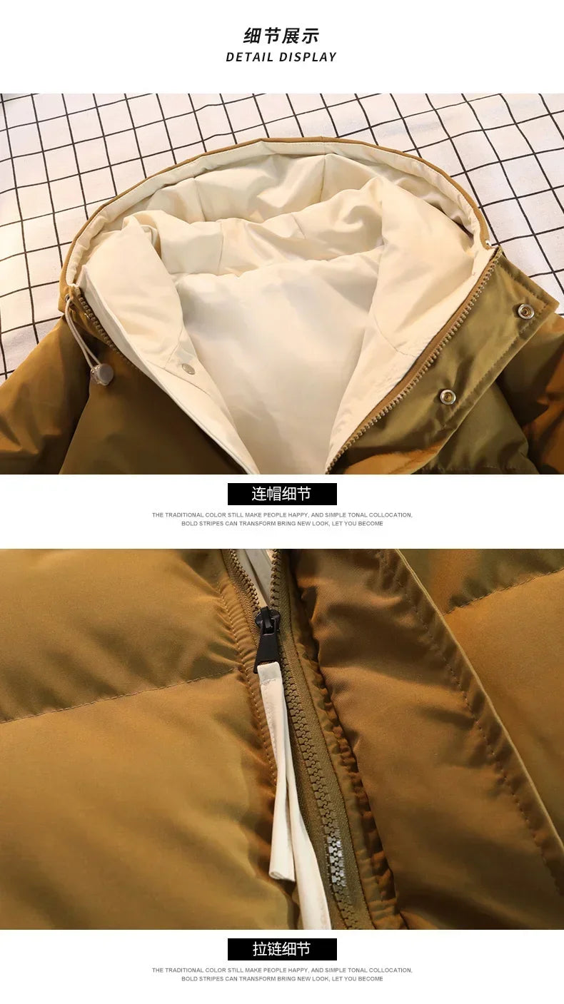 Men Hooded Winter Thicken Warm Winter Man Windproof Jacket New Streetwear Casual Parkas Padded Jacket Male Loose Coats