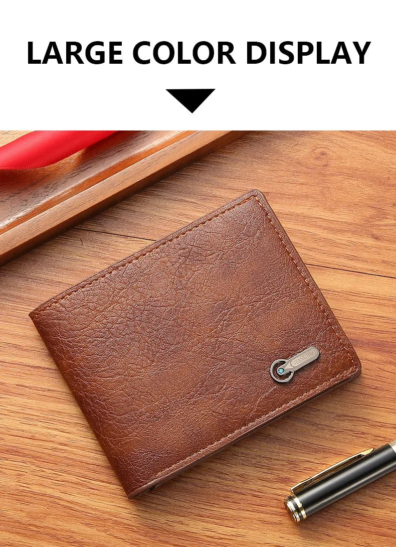 Men Purse Black Coin Wallet Male Business ID Cards Holder PU Leather Multiple Slot Casual Large Capacity Dollar Coin Money Bags