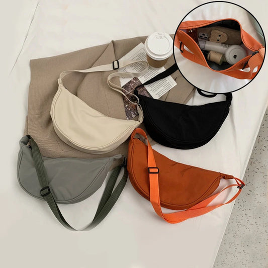 2023 New Nylon Messenger Bags Fashion Dumpling Bag for Women Nylon Crossbody Bag Half Moon Armpit Bag Large Shoulder Bags