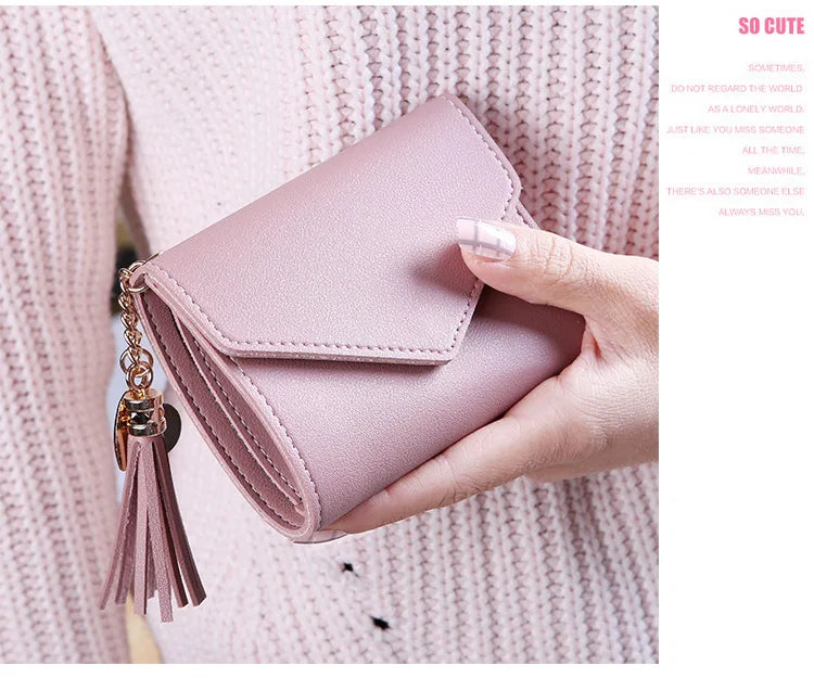 Mini Tassel Wallet Women Fashion Purse Female Short Mini Wallets Korean Students Lovely Purse Female Small Wallet for Women