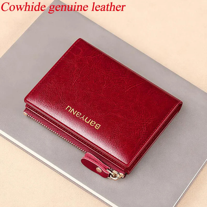 Anti RFID Woman Small Genuine Leather Purse 2024 New Design Ultra Thin Coin Wallet for Women Fashion Gifts