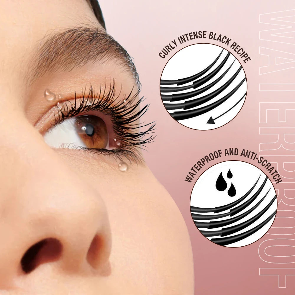 Mascara O.TWO.O 4D Waterproof Extra Volume Longue tenue Hyper-Curl Allongement des cils Cils non baveux Mascara Noir