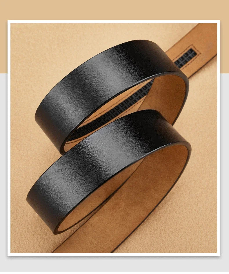 Black Brown Plus Size 130 140 150 cm No Buckle 3.5 cm Width Genuine Leather Belt Straps Without Automatic Buckle Waist Belts