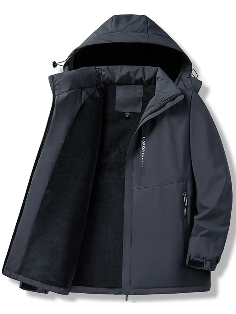 Parka d'hiver pour homme, nouvelle veste chaude et épaisse avec doublure en polaire, coupe-vent à capuche, manteau thermique décontracté, grande taille 8XL, 2024