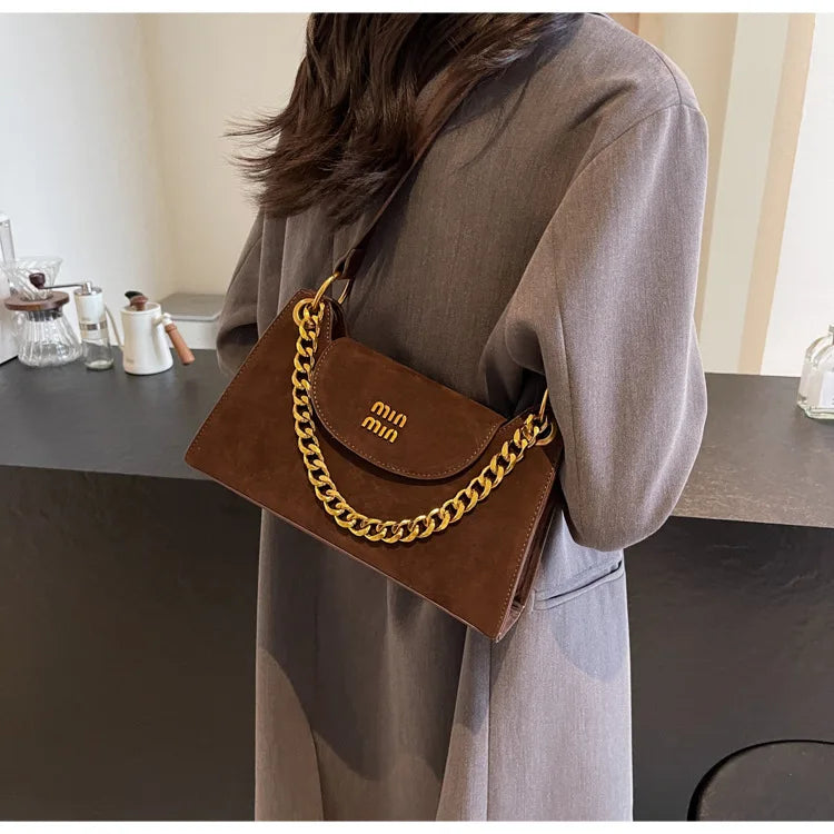 Metal Letter Designer Brand Handbags Top Handle Luxury Shoulder Bags Solid Color Elegant Crossbody Bags Fashion Bags For Women