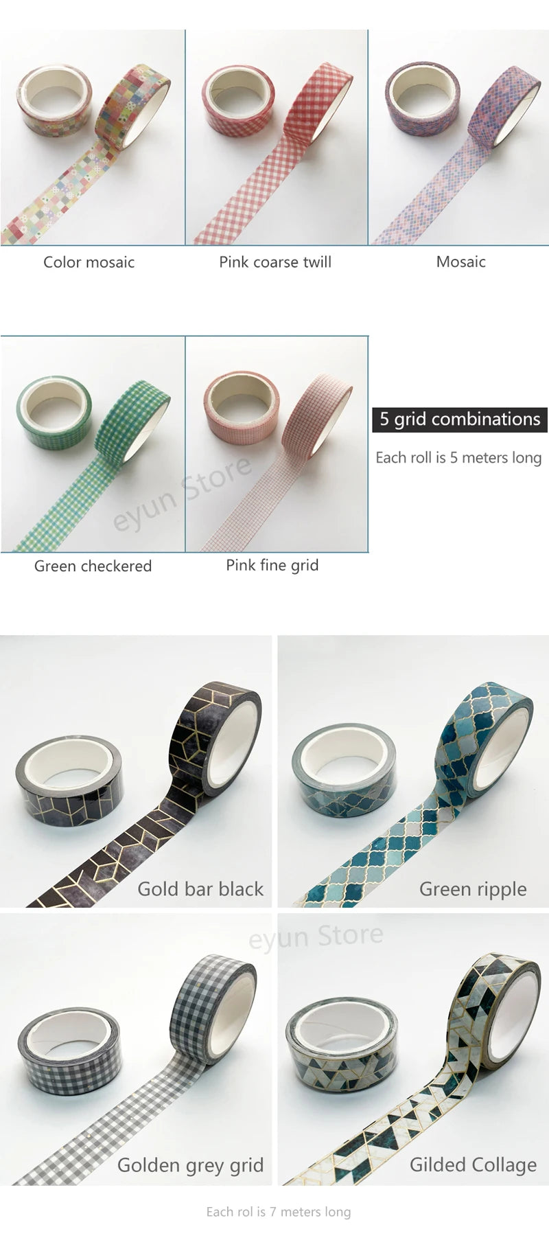 grid washi tape set Japanese paper diy planner masking adhesive washi tapes decorative stickers stationery tape school supplies