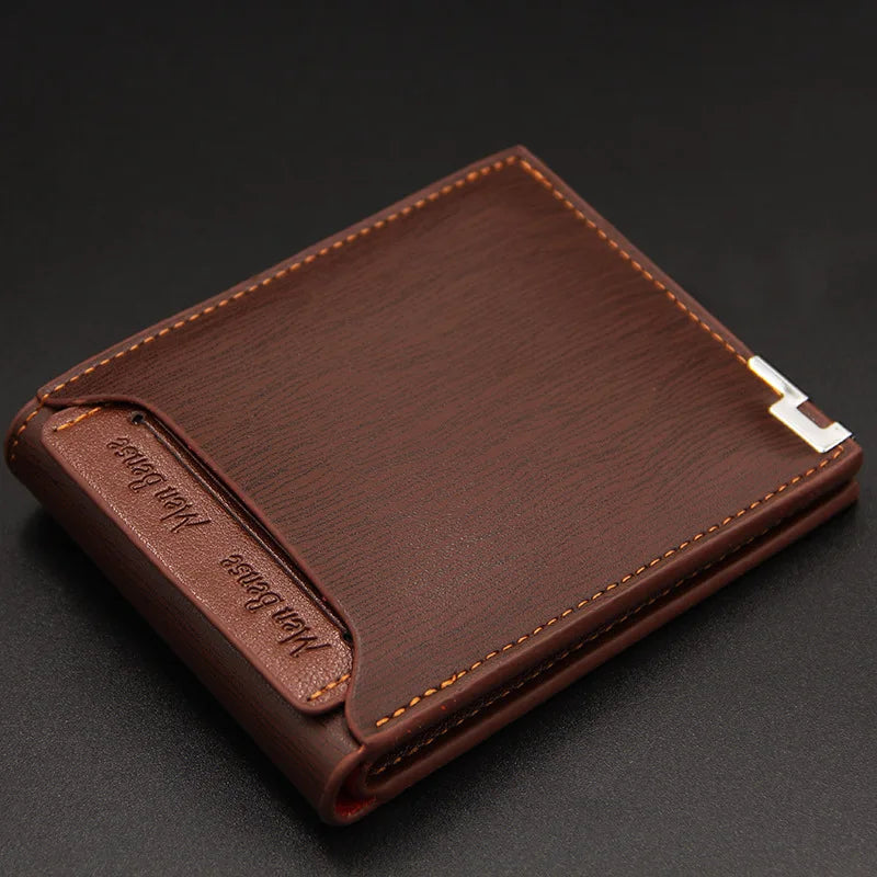 Fashion Men's	Wallet PU Leather Short Card Holder Purse for Men Luxury Designer Billfold Male Portable Small Cardholder Wallets