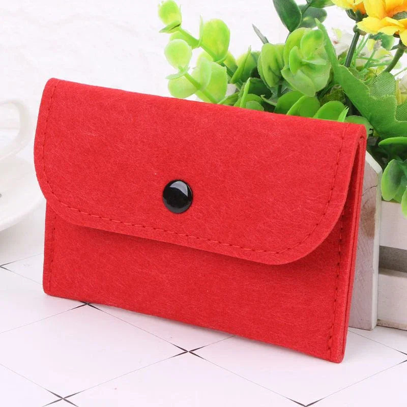 Unisex Felt Coin Purse Bag Women Girls Mini Zipper Coin Wallet Case Casual Square Money Change Card Key Holder Pouch