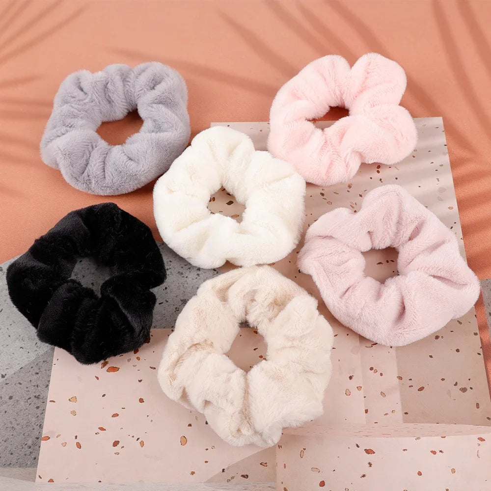 Winter Warm Soft Hair Scrunchies for Women Girls Plush Elastic Hair Band Autumn Winter Rubber Band Hair Ties Hair Accessories