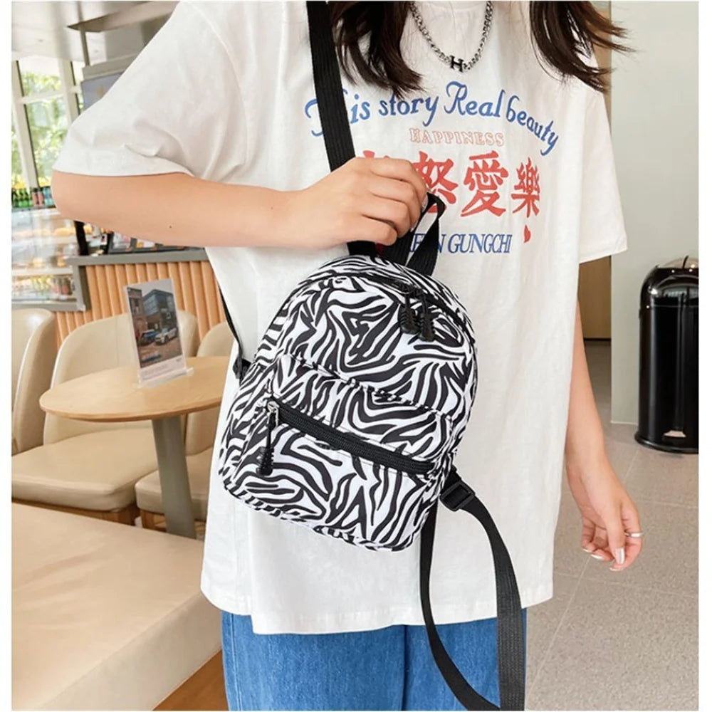 Fashionable Cute Girls Backpack Portable Mini Women Ladies Travel Shoulder Bag Canvas Things for Boy Schoolbag Floral Print