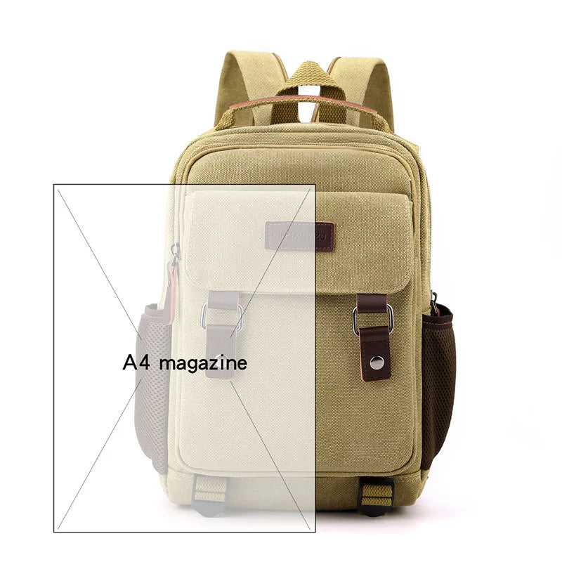 Small Mens Backpack Canvas Casual Backpacks for Men 2024 Mini Male School Bag Rucksack Man Multi-function Crossbody Bag Travel