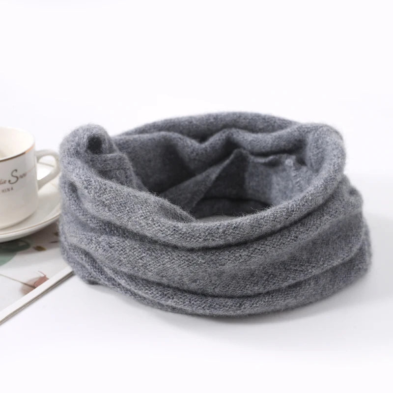 100% Pure Wool Ring Scarf Hollow Out Neckerchief Women Knitted Luxury Cashmere Headband Female Neck Warmer Soft Fake Collar