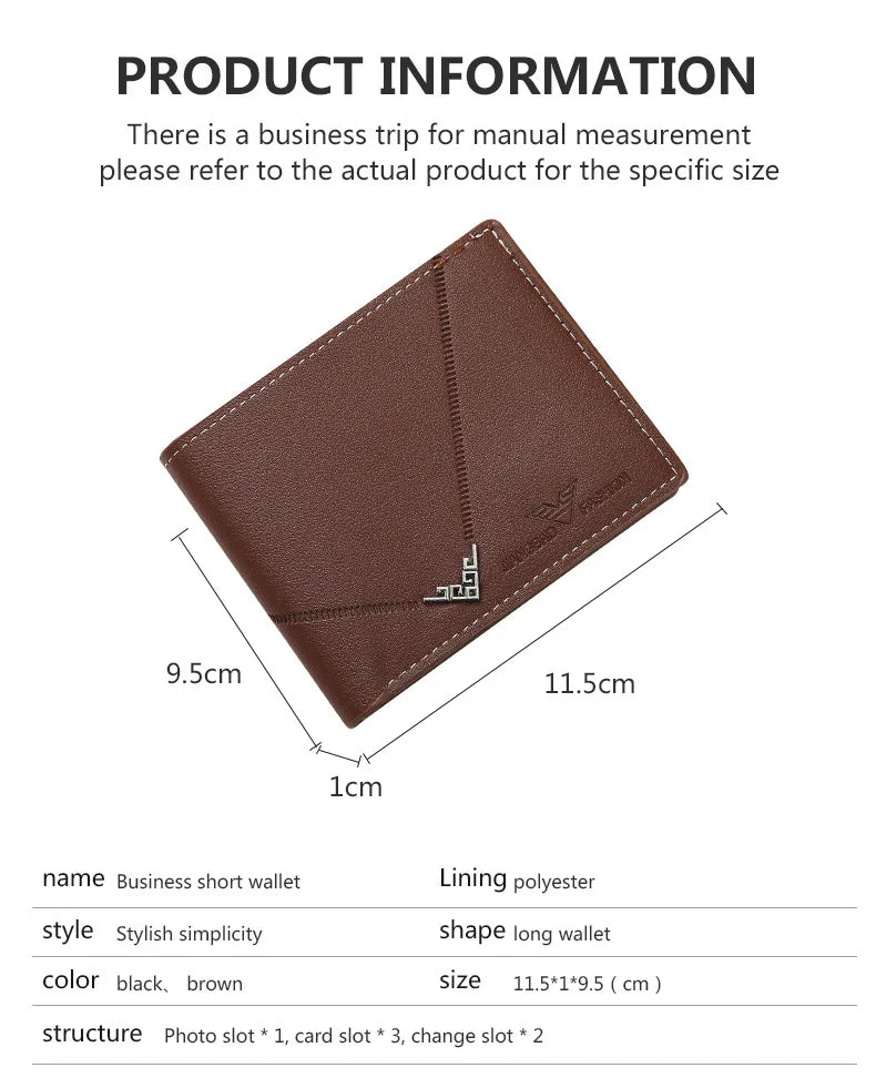 New Men's Wallet Money Bag PU Leather Business Short Wallet Vintage Soft Purse Multi-card Holder Portefeuille Homme Billetera