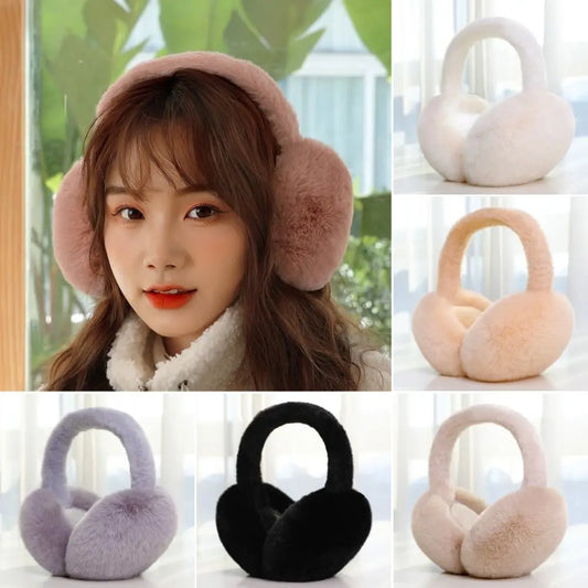 1PC Solid Color Soft Plush Ear Warmer Winter Warm Earmuffs Fashion  Ear Cover Outdoor Cold Protection Ear-Muffs Folding Earflap