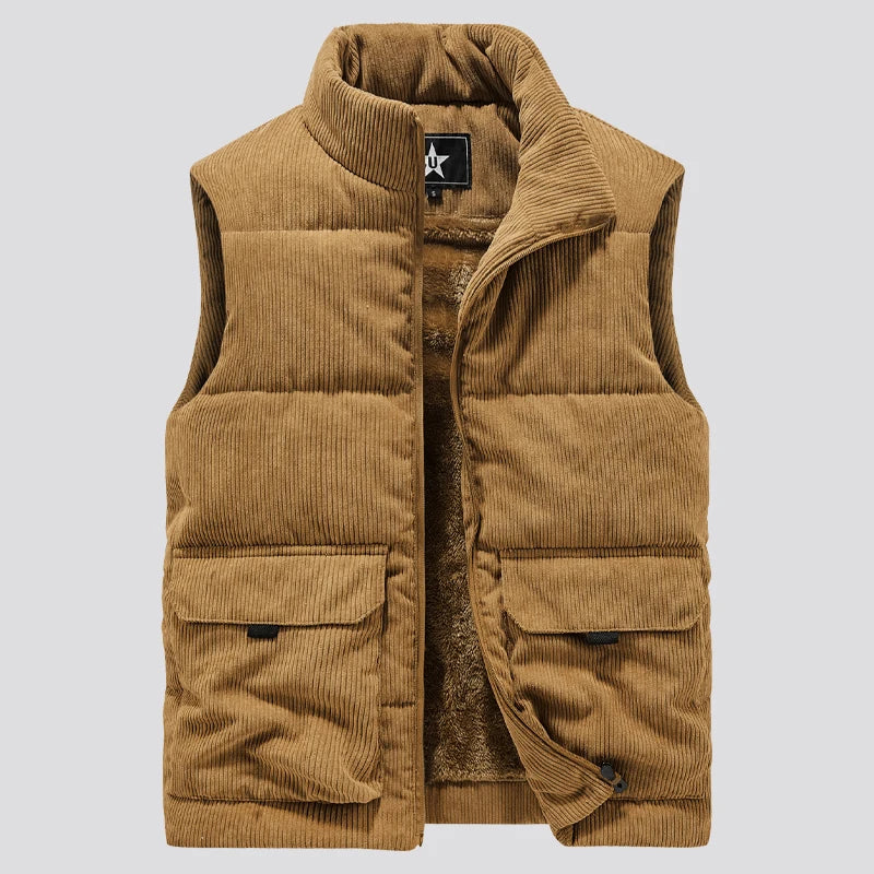 Gilet chaud en polaire pour homme, manteau à col montant, épais, style militaire, vêtement pour homme, veste sans manches