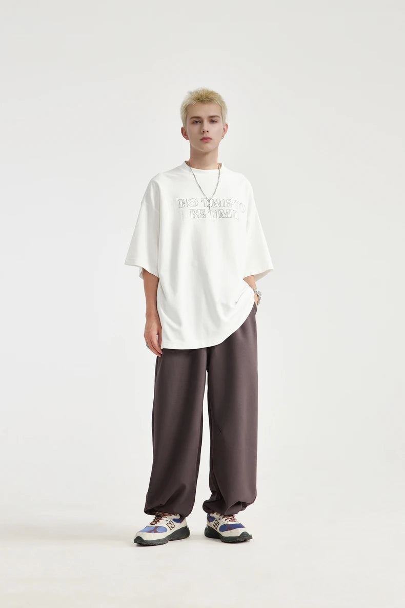 INFLATION Skin-friendly Sweatpants Unisex Cool Feeling Breathable Wide Leg Pants