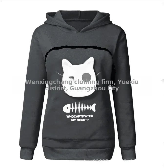 Amazon 2022 New Women's Cat Print Sweatshirt Cozy Home Top Cat Nest Hoodies Sweatshirts Other Style Hoodies Cozy Sweatshirts