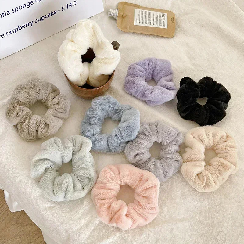 7Pcs/Set Women Hair Scrunchies Velvet Solid Color Hair Band for Girls Ponytail Holder Rubber Bands Hair Ties Hair Accessories