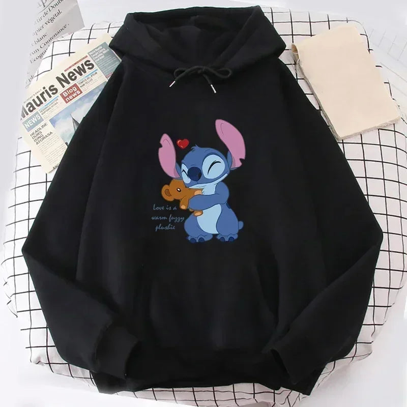 Daily Printed Stitch Men Hoodies Disney Cartoon Creative Fashion Graphics Trendy Comfortable Autumn Winter Male Sweatshirts