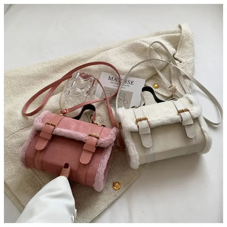 Winter Women Crossbody/shoulder Bag 2023 New Lamb Plush Velvet Bag Lady Small Square Handbag French Korea Style