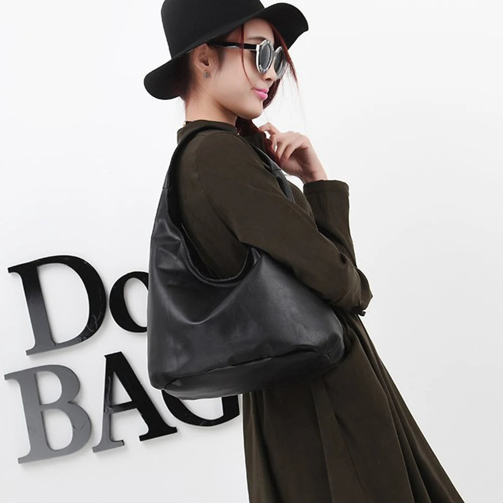 Women Leather Hobo Bag Fashion Large Tote Handbag Versatile Satchel Bag Soft Shoulder Bag Daily Dating Purse