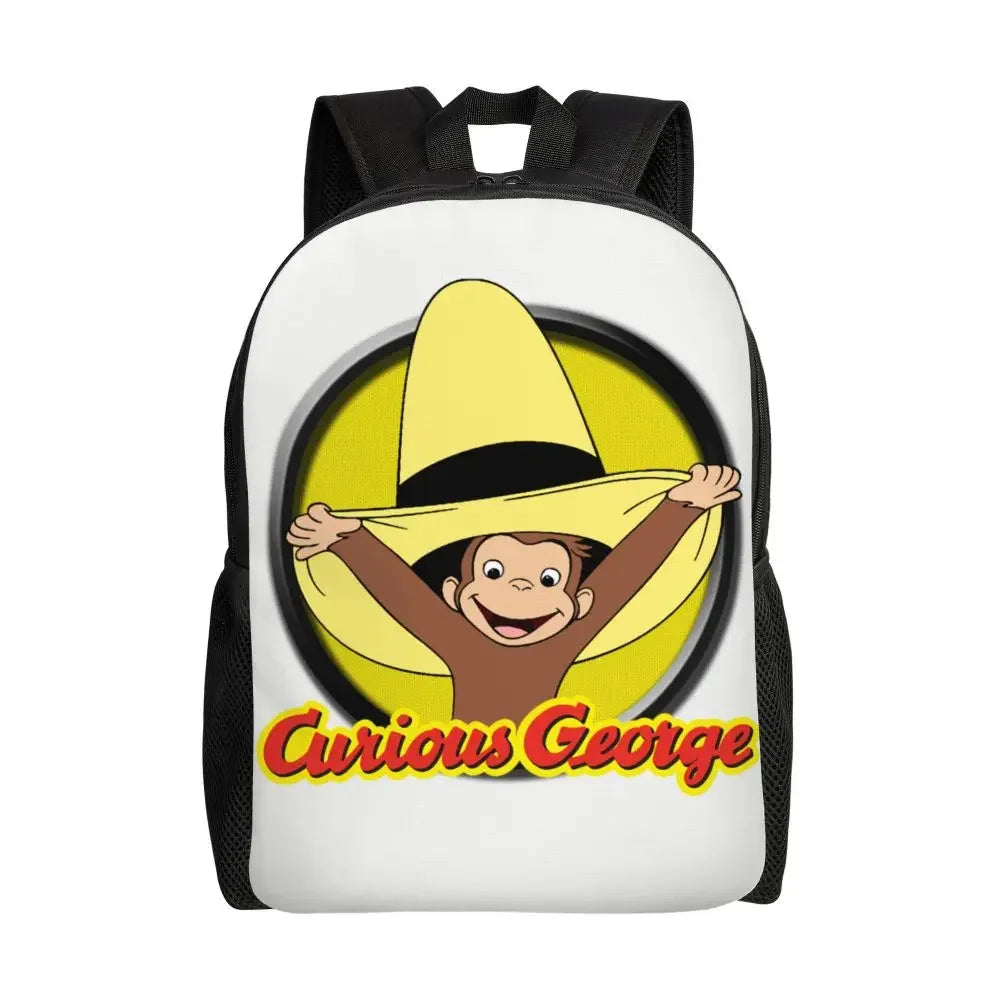 Customized Curious George Backpacks Women Men Casual Bookbag for School College Monkey Bags