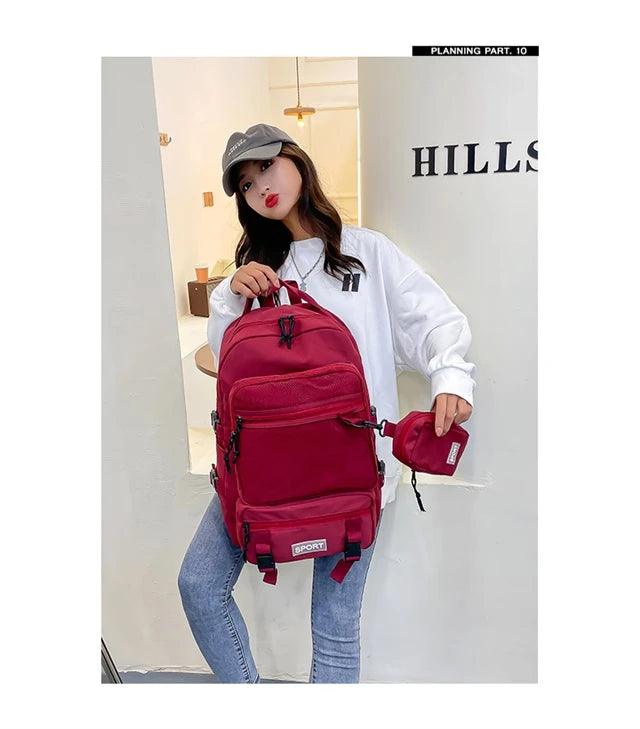 Hot Selling Solid Color Multi Kinetic Oxford Women's Backpack 2024 New Business Travel Sports High-capacity Men's Backpack