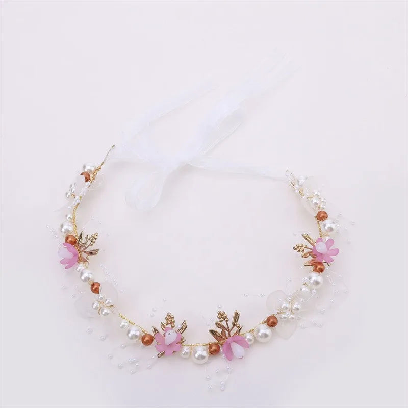 Coiffe de mariée bohème de printemps pour filles, couronne de fleurs, guirlande de mariée, cerceau de tête, bandeaux, bijoux de cheveux, cadeaux pour enfants