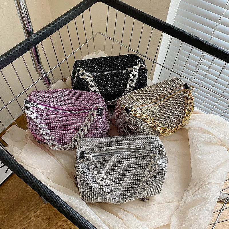 Women's Bag 2023 New Rhinestones Handbags Shining Diamonds Shoulder Bag Purse Trend Ladies Crossbody Bag Small Messenger Bag