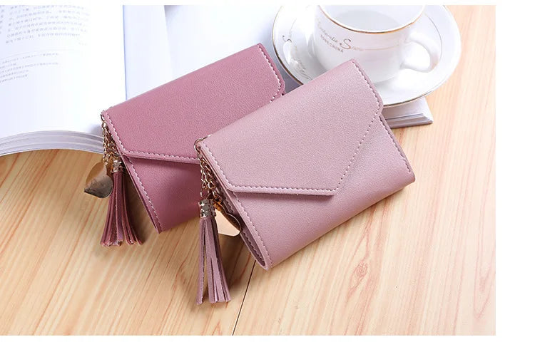 Mini Tassel Wallet Women Fashion Purse Female Short Mini Wallets Korean Students Lovely Purse Female Small Wallet for Women