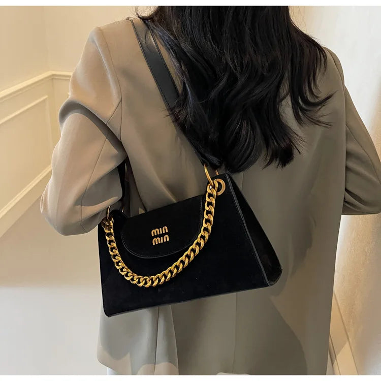 Metal Letter Designer Brand Handbags Top Handle Luxury Shoulder Bags Solid Color Elegant Crossbody Bags Fashion Bags For Women