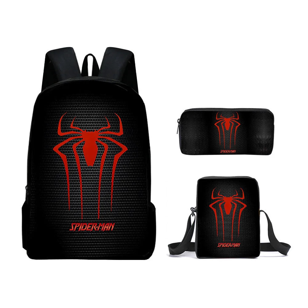 Spidermans Backpack Three Piece Set for Elementary School Students Cartoon Backpack for Boys Backpack Fashion Super-heros Style