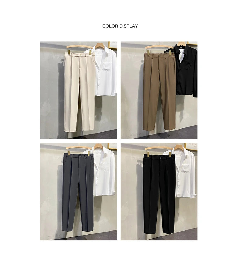 Dress Pants Men Korean Fashion Pleated Pants Chino Pants Men Clothing 2024 Lightweight Cool Trousers