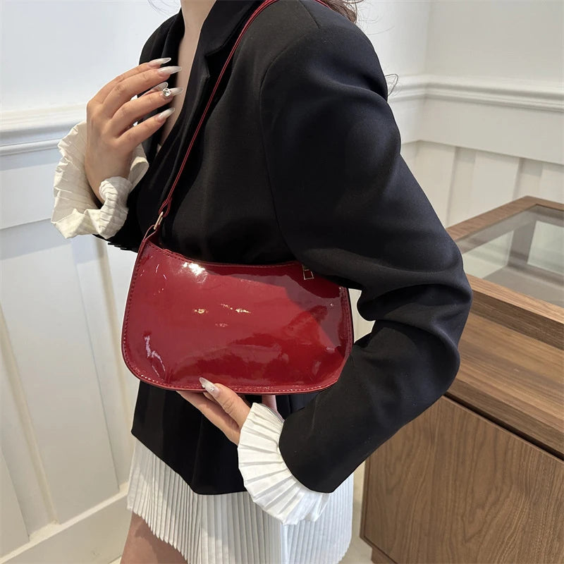 Retro Solid Color PU Leather Shoulder Underarm Bag Women's Fashion Handbags Casual Hobos Purses and Handbag Ladies Hand Bags