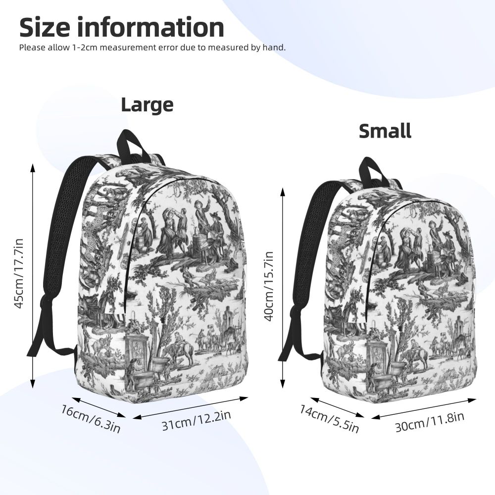 Personalized Navy Blue Toile De Jouy Canvas Backpacks Men Women Basic Bookbag for School College French Countryside Floral Bags