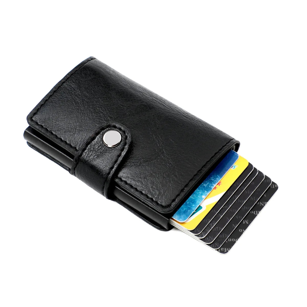 RFID Blocking Credit Card Holder Stainless Steel NFC Anti Scan Business Wallet Genuine PU Leather Purse Money Bag For Men Women