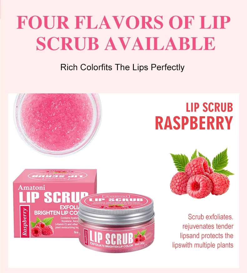 Lip scrub 30g raspberry vanilla coconut watermelon lip brighten exfoliating lip moisturizing gift for women