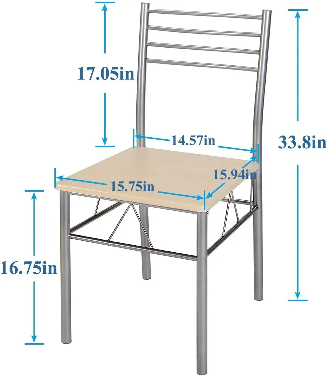 Kitchen Dining Room Sturdy Stable Table and Chairs 4, 5-Piece Dinette Sets, Space Saving (Silver), 43.3",Easy Assembly