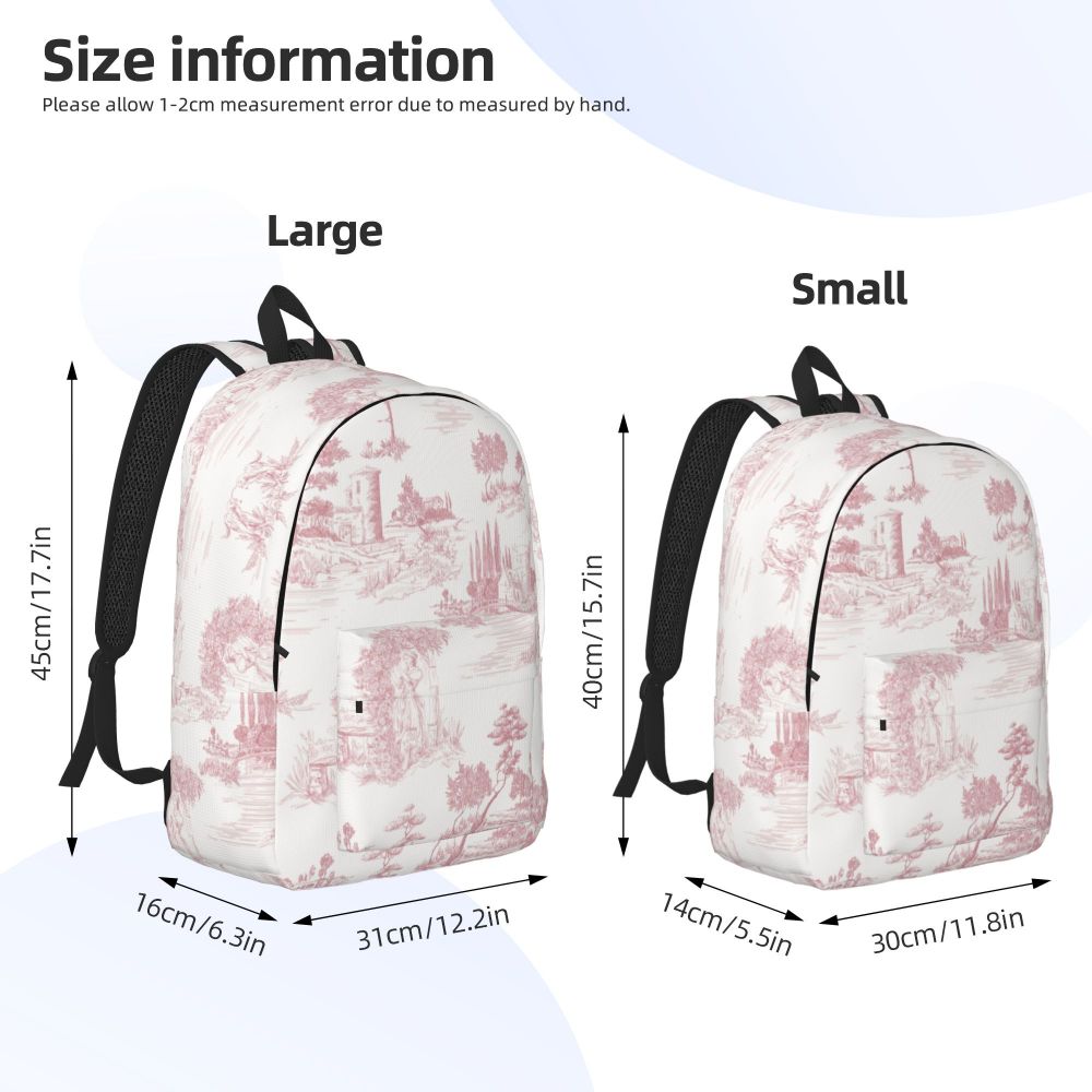 Personalized Navy Blue Toile De Jouy Canvas Backpacks Men Women Basic Bookbag for School College French Countryside Floral Bags