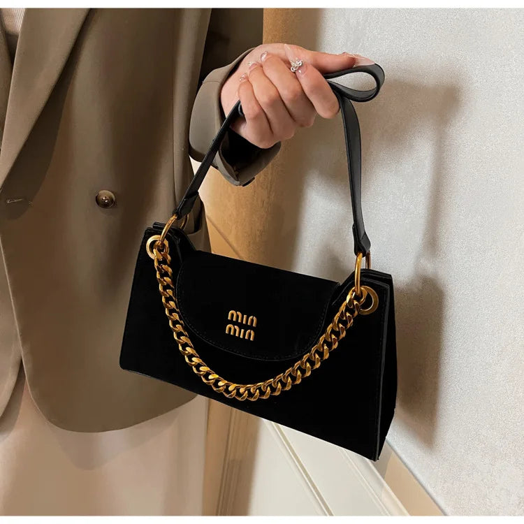 Metal Letter Designer Brand Handbags Top Handle Luxury Shoulder Bags Solid Color Elegant Crossbody Bags Fashion Bags For Women