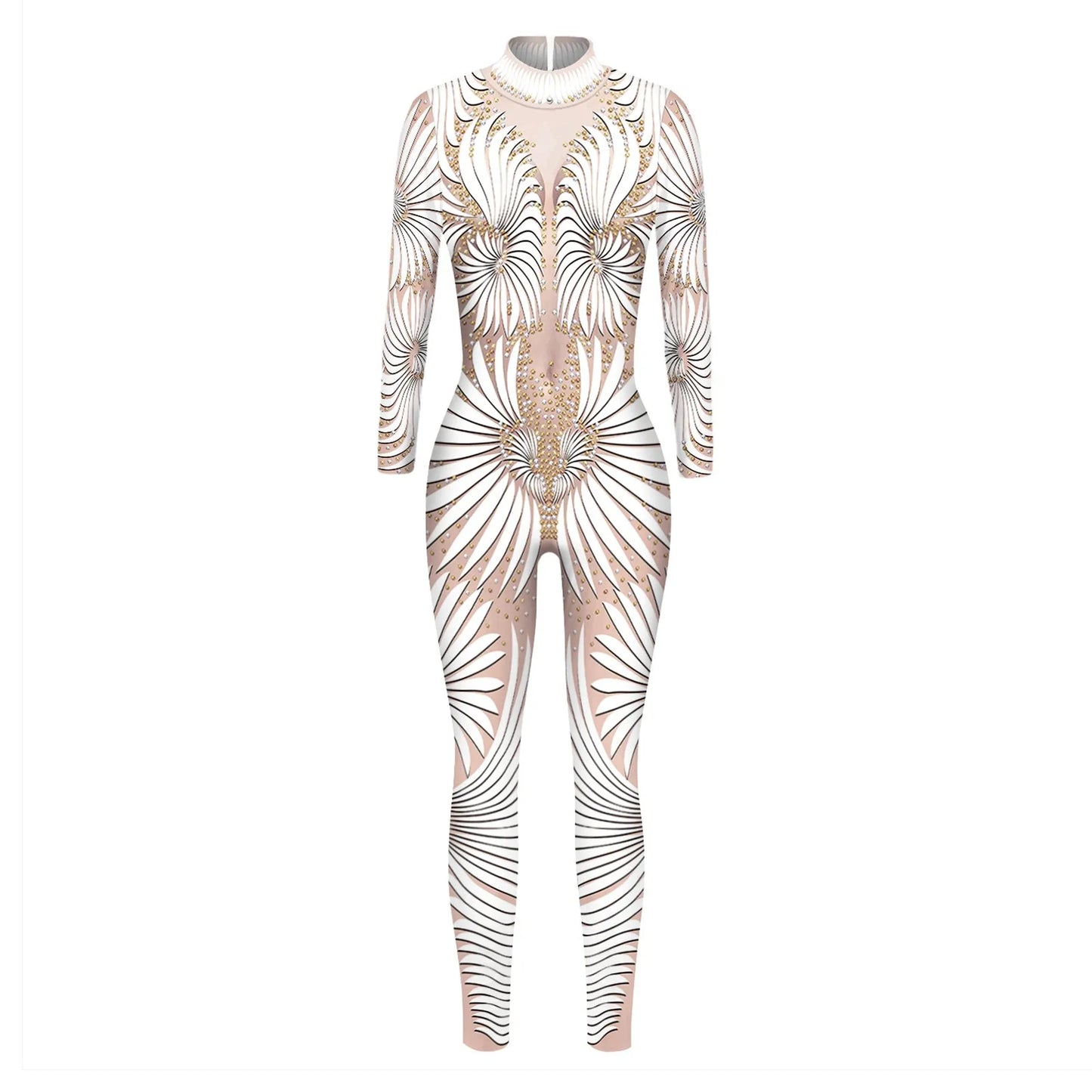 Women Sexy Slim Jumpsuit Cosplay Costume Halloween Party 3D Printing Catsuit Bodysuit Fancy Clothing Fashion Skinny Overall