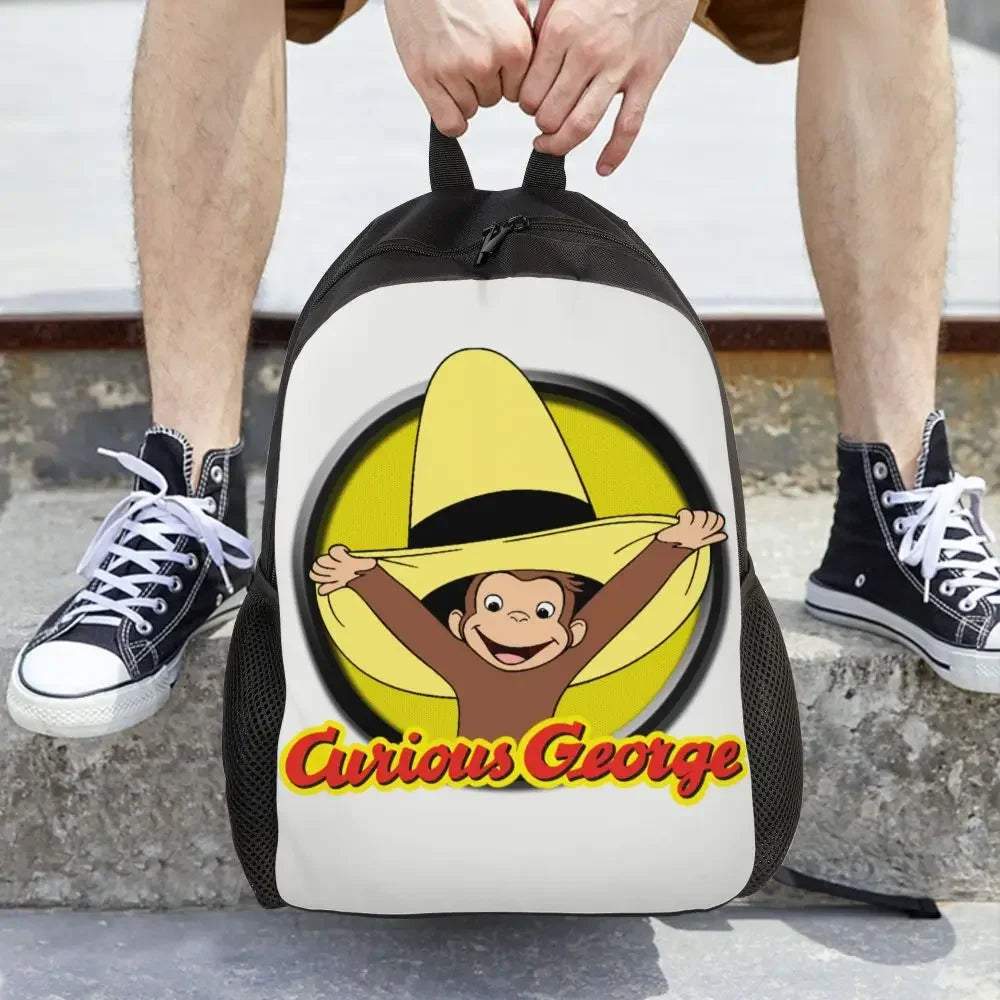 Customized Curious George Backpacks Women Men Casual Bookbag for School College Monkey Bags