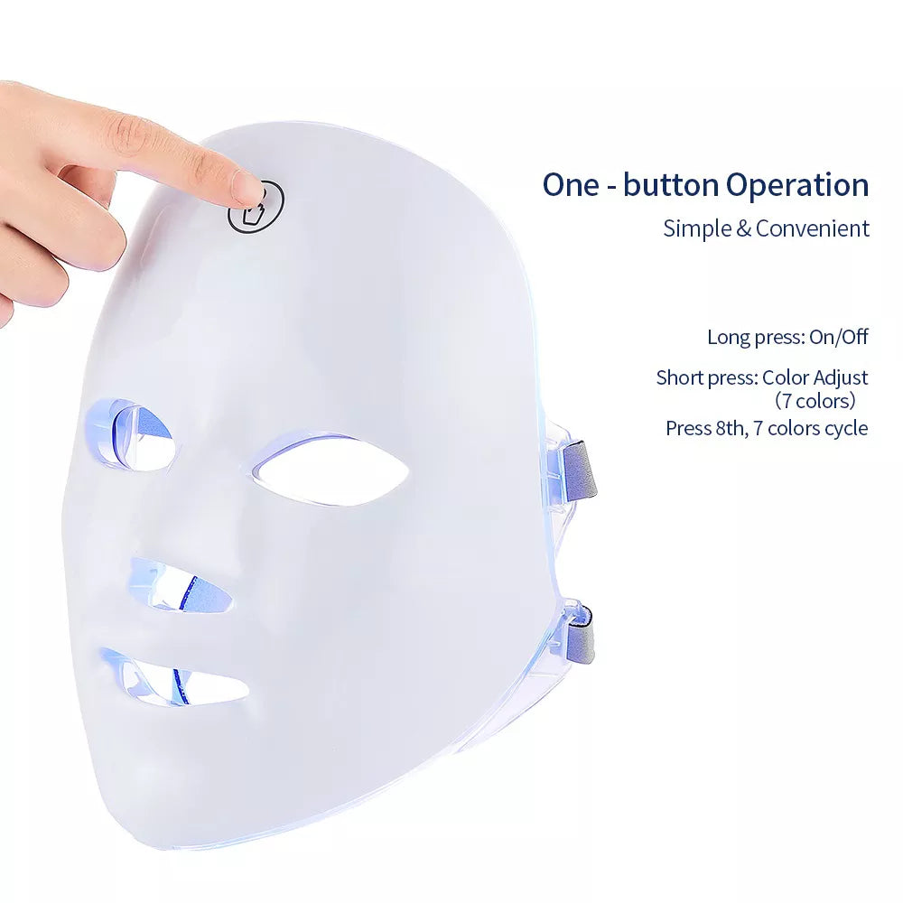 Rechargeable Facial LED Mask 7 Colors LED Photon Therapy Beauty Mask Skin Rejuvenation Home Face Lifting Whitening Beauty Device